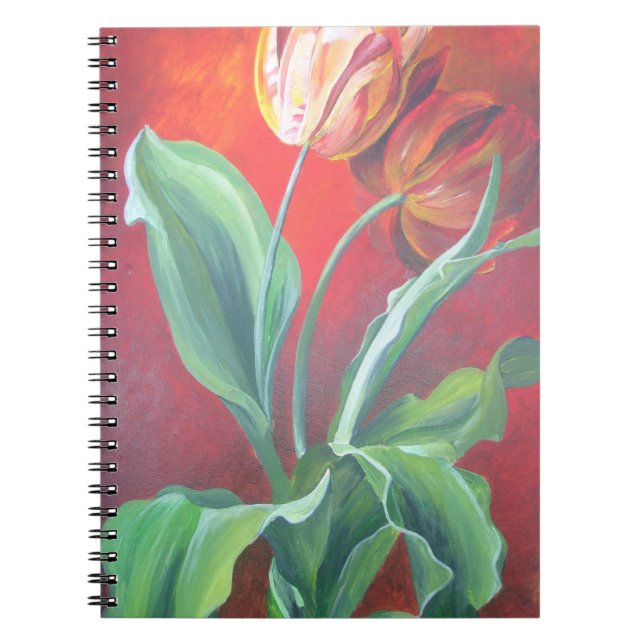 Cuaderno Tulipanes artísticos rojos y amarillos (Frente)