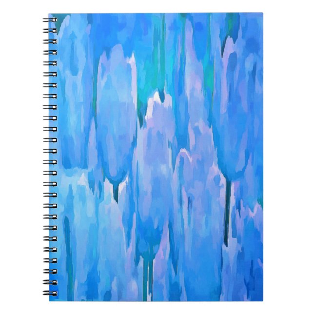 Cuaderno Tulipanes azules franceses Resumen de patrón flora (Frente)