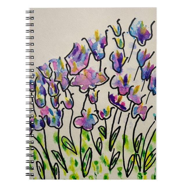 Cuaderno Tulipanes Coloridos de Primavera Saludo (Frente)