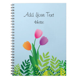 Cuaderno Tulipanes coloridos y vegetación verde
