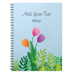 Cuaderno Tulipanes coloridos y vegetación verde