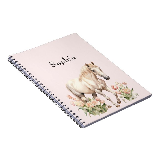 Cuaderno Tulipanes de caballo blanco rosado de Rubor (Lado Derecho)