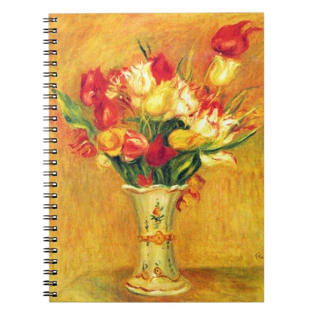 Cuaderno Tulipanes de Pierre Renoir, arte del impresionismo (Frente)