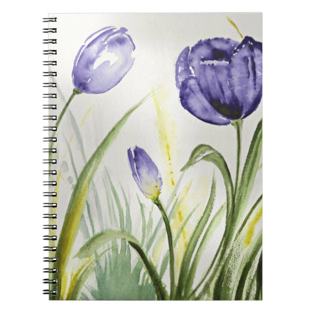 Cuaderno Tulipanes de Primavera Púrpura (Frente)