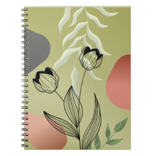 Cuaderno Tulipanes elegantes de arte de la línea negra en g