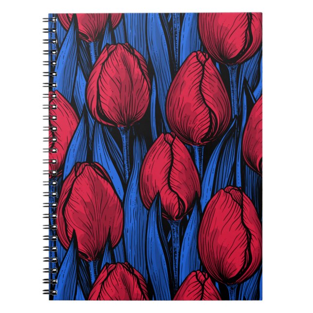 Cuaderno Tulipanes en rojo y azul (Frente)