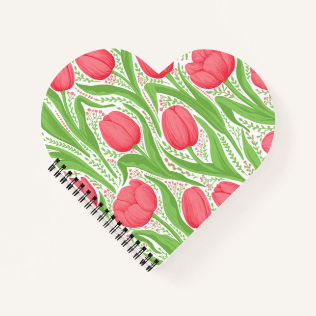 Cuaderno Tulipanes en rojo y verde (Anverso)