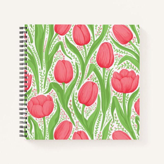 Cuaderno Tulipanes en rojo y verde (Anverso)