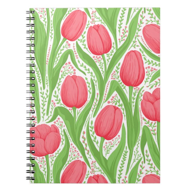 Cuaderno Tulipanes en rojo y verde (Frente)