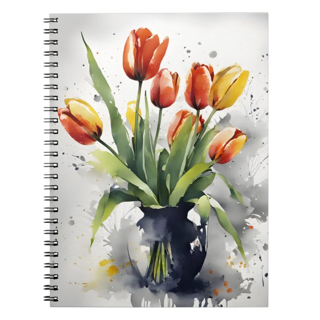 Cuaderno Tulipanes - Flores de acuarela (Frente)