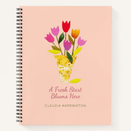 Cuaderno Tulipanes Personalizados Retro Comenzar Fresco Flo