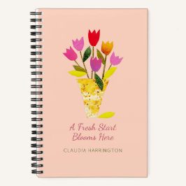 Cuaderno Tulipanes Personalizados Retro Comenzar Fresco Flo