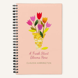 Cuaderno Tulipanes Personalizados Retro Comenzar Fresco Flo