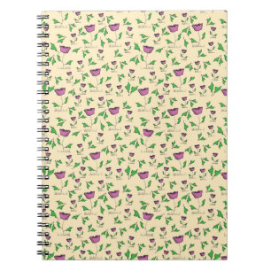 Cuaderno Tulipanes púrpura sobre fondo amarillo