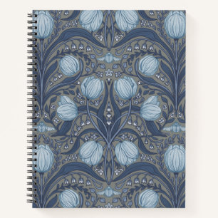 Cuaderno Tulipanes Retro Nouveau en azul y peltre