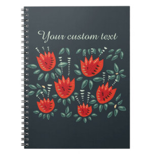 Cuaderno Tulipanes Rojos Personalizado de patrón floral osc