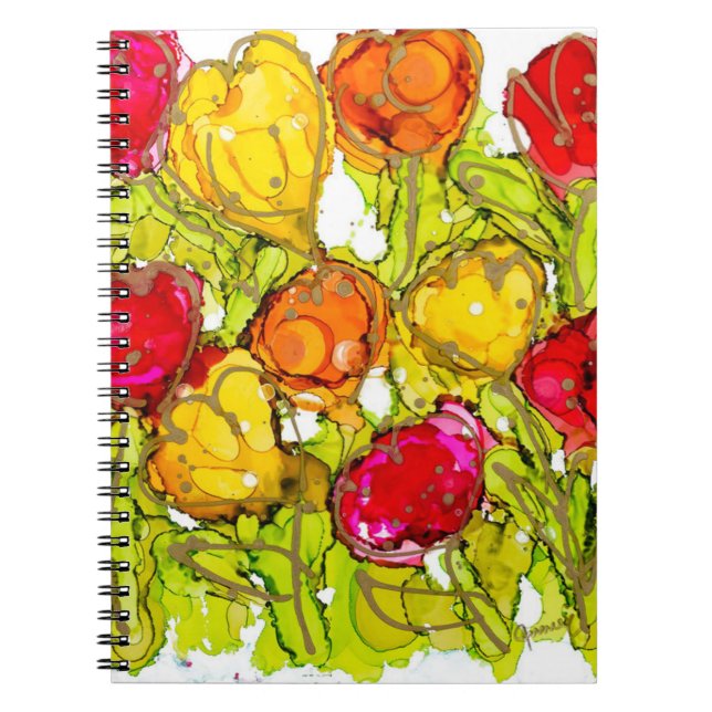 Cuaderno Tulipanes rojos y Naranjas para portátiles espiral (Frente)