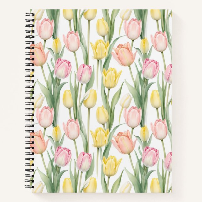 Cuaderno Tulipanes rosa y amarillo pastel (Anverso)