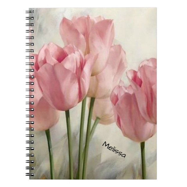 Cuaderno Tulipanes rosados de Bonito personalizados (Frente)