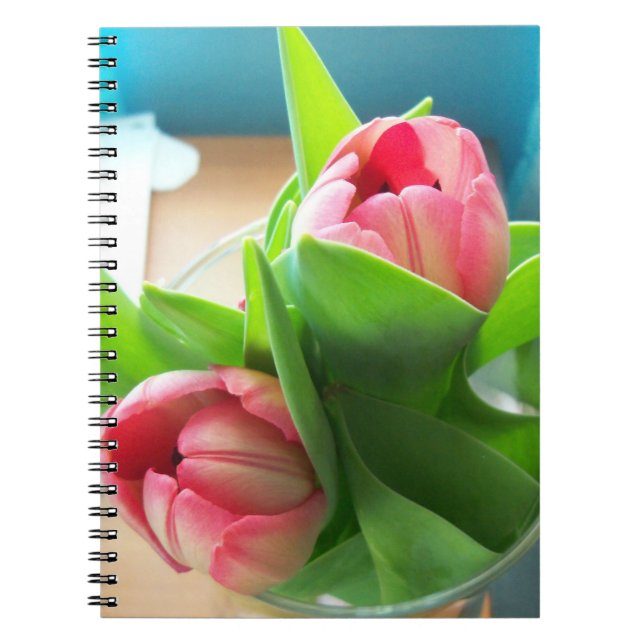 Cuaderno Tulipanes rosados de escritorio (Frente)