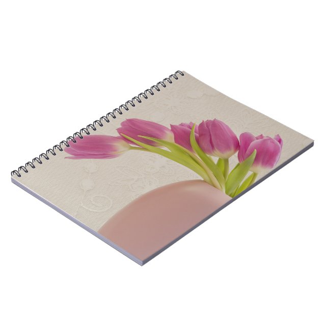 Cuaderno Tulipanes rosados y encaje (Lado Izquierdo)