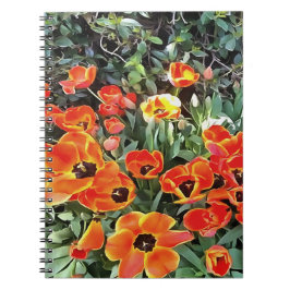 Cuaderno Tulipanes Sobre Fuego Floral Artística V2
