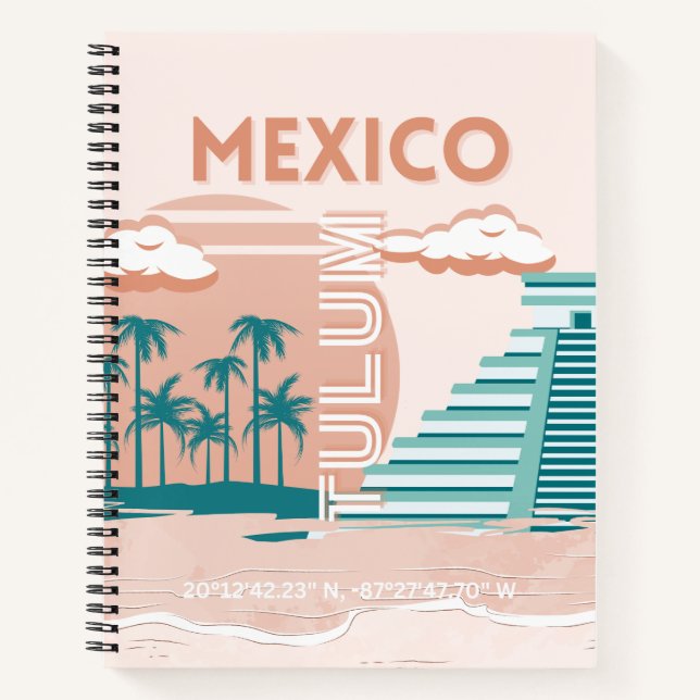 Cuaderno Tulum, México, arte de viajes, retro (Anverso)