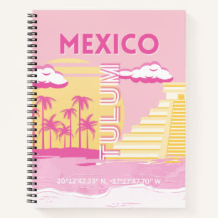 Cuaderno Tulum, Viajes, Preppy Art, Rosa