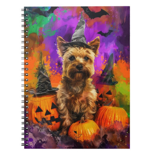 Cuaderno Túmulo espeluznante Terrier Perro Bruja de Hallowe (Frente)