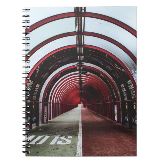 CUADERNO TÚNEL DE VIDRIO ROJO Y BLANCO VACÍO (Frente)