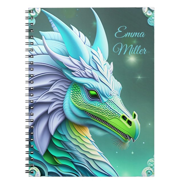 Cuaderno Türkiser Drache, fantasievolle Digital Art (Frente)