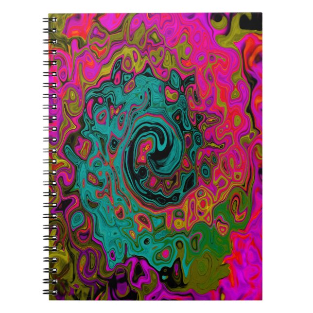 Cuaderno Turquesa alucinante remolino líquido abstracto ret (Frente)
