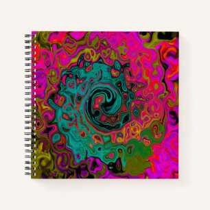 Cuaderno Turquesa alucinante remolino líquido abstracto ret