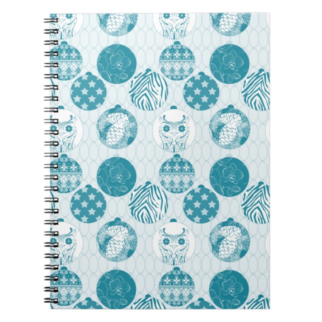 Cuaderno Turquesa , Azul , Patrón Navidad (Frente)