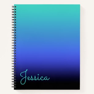 Cuaderno Turquesa Azul Periwinkle y Gradiente Negro en Blan