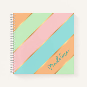 Cuaderno Turquesa Azul Rosa Verde Personalizado Raya