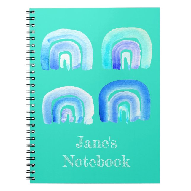 Cuaderno Turquesa de arco iris azul (Frente)