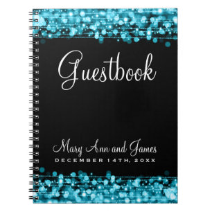 Cuaderno Turquesa de las chispas del fiesta del Guestbook
