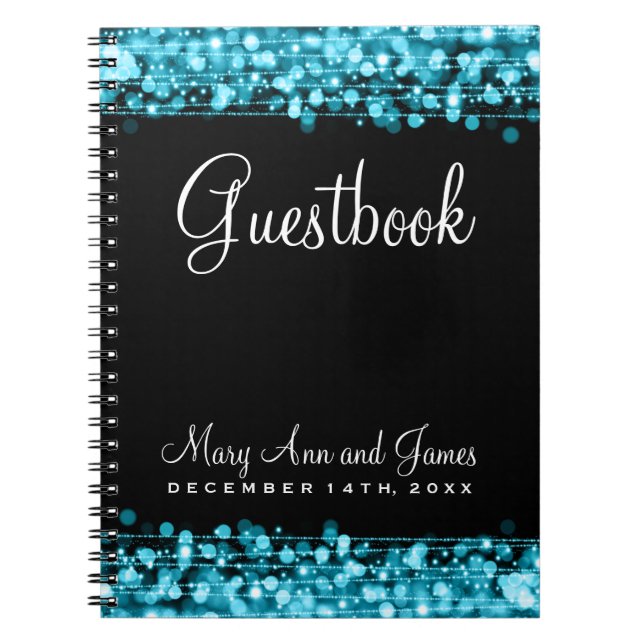 Cuaderno Turquesa de las chispas del fiesta del Guestbook (Frente)