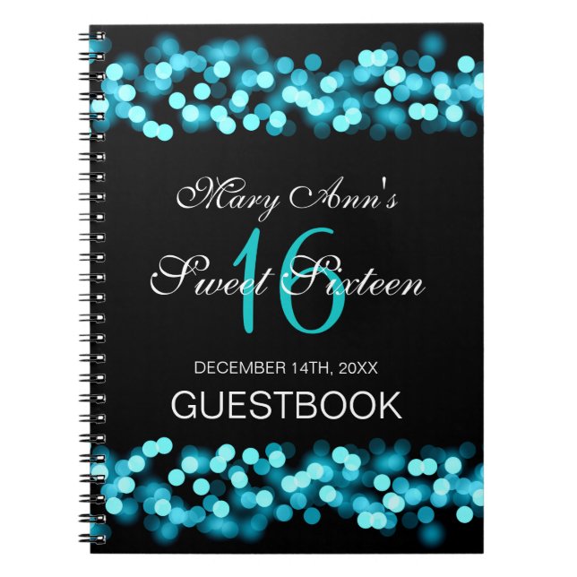 Cuaderno Turquesa del encanto de Hollywood del Guestbook (Frente)