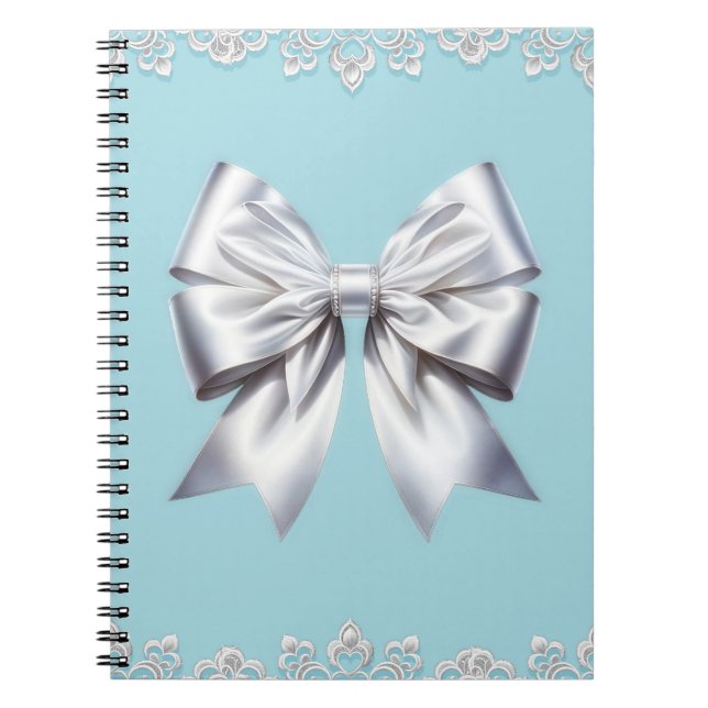 Cuaderno Turquesa Huevo De Robin Azul Gran Lazo Blanco Nupc (Frente)