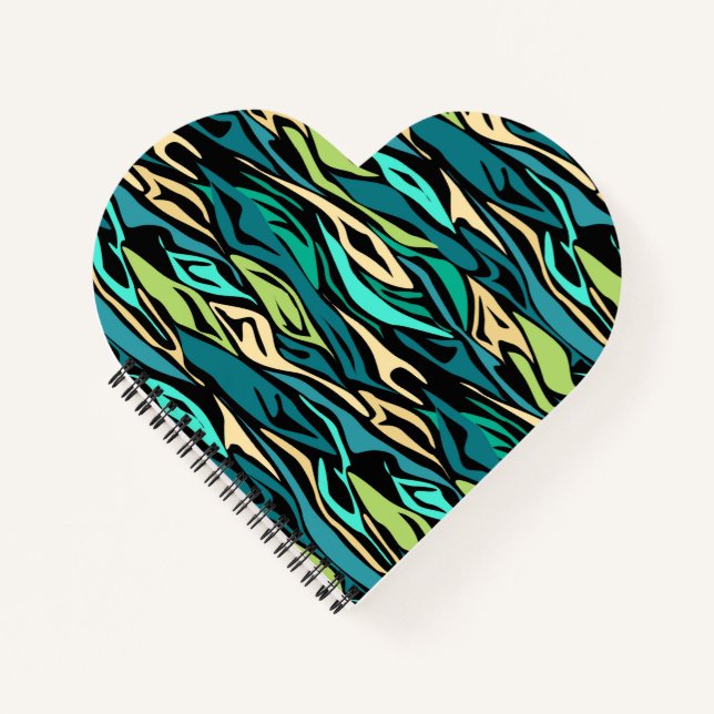 Cuaderno Turquesa negra abstracta (Anverso)