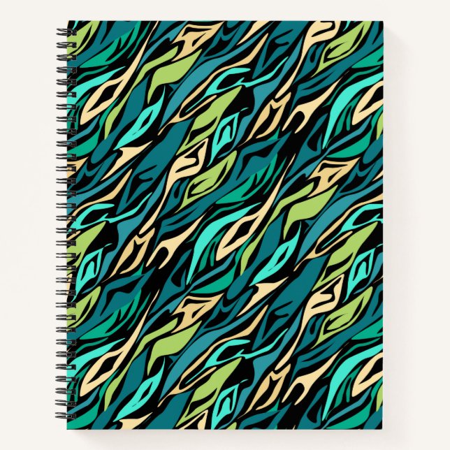 Cuaderno Turquesa negra abstracta (Anverso)