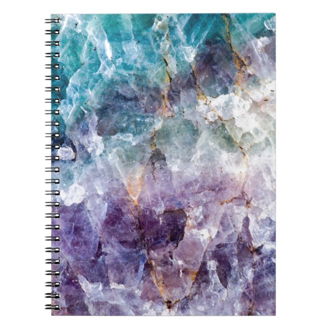 Cuaderno Turquesa y cristal de cuarzo púrpura (Frente)
