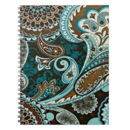 Cuaderno Turquesa y Marrón Vintage Paisley