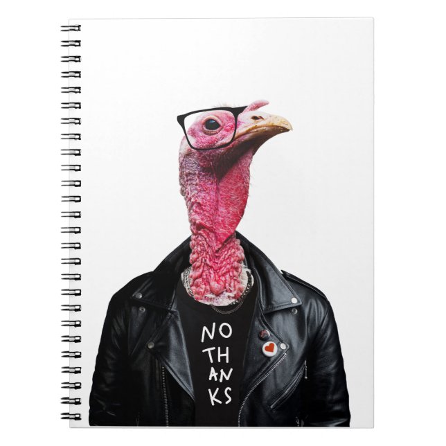 Cuaderno Turquía divertida y fresca con gafas y chaqueta (Frente)
