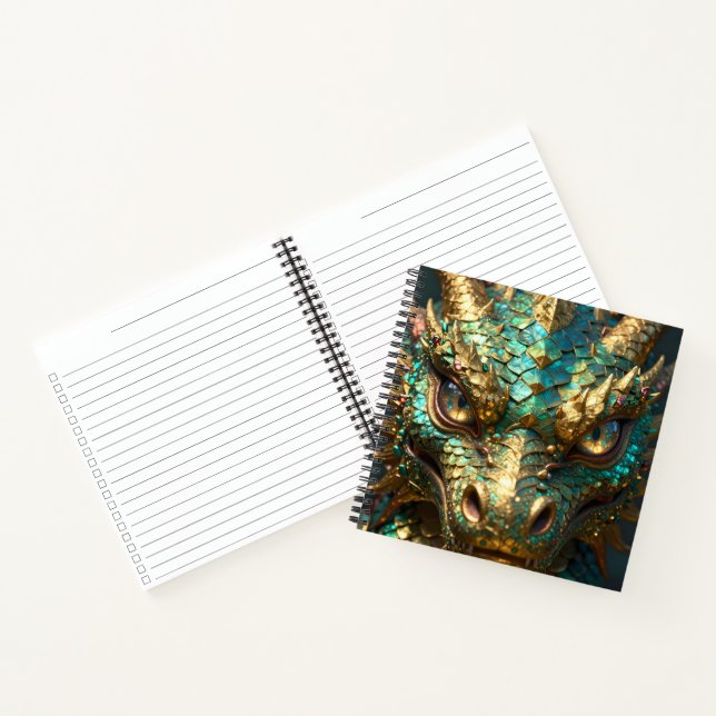 Cuaderno Turquoise and Gold Dragon Face (Interior)