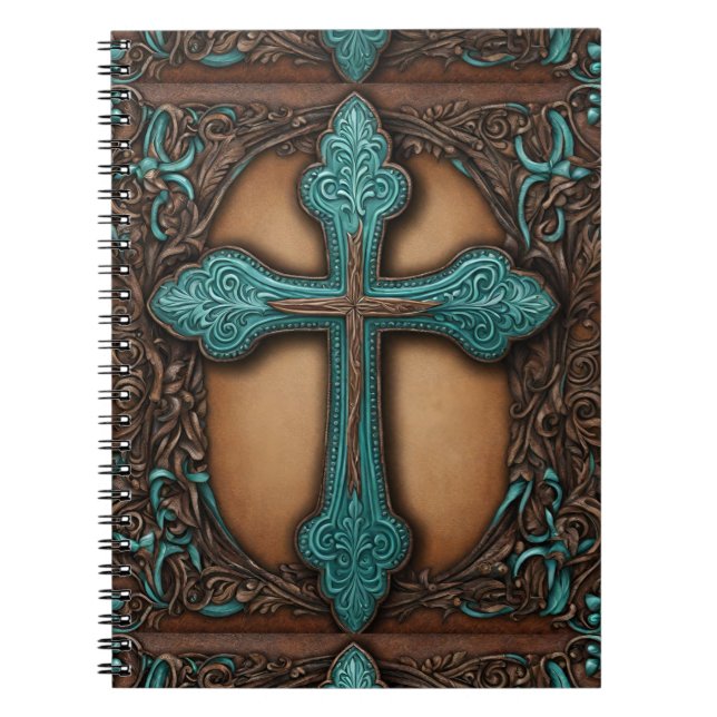 Cuaderno Turquoise Brown Religiosa Cruz del País Occidental (Frente)