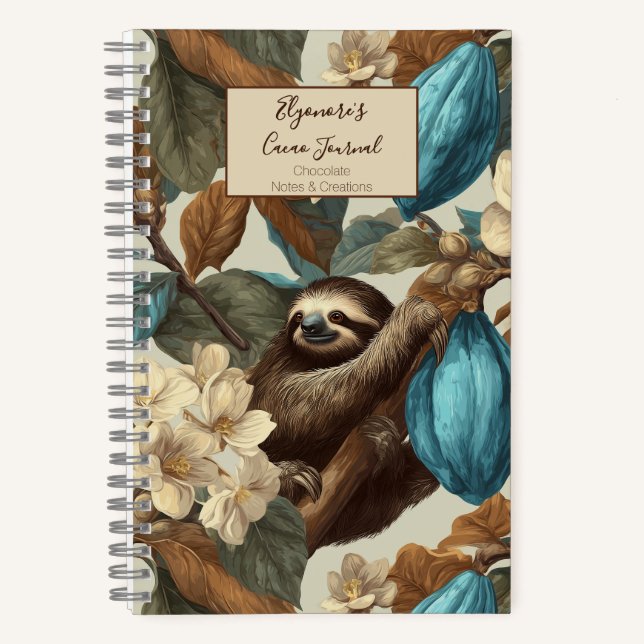 Cuaderno Turquoise Cacao Sloth Chocolate Tasting (Anverso)