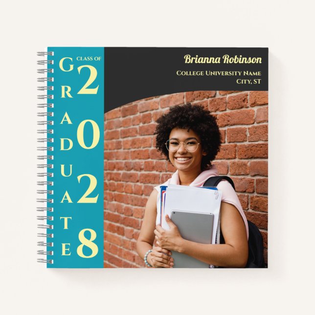 Cuaderno Turquoise Photo Modern Graduation (Anverso)